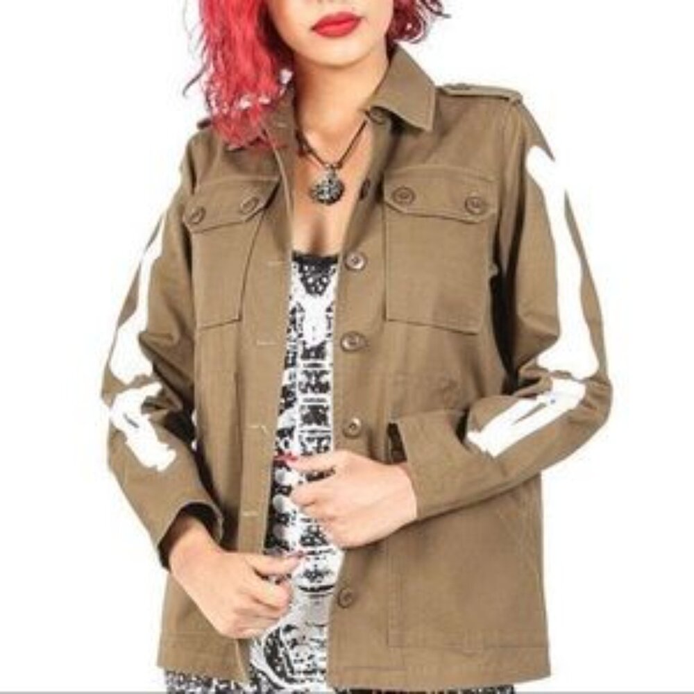 Iron Fist Bone In Military Style Jacket‎ Small NWT